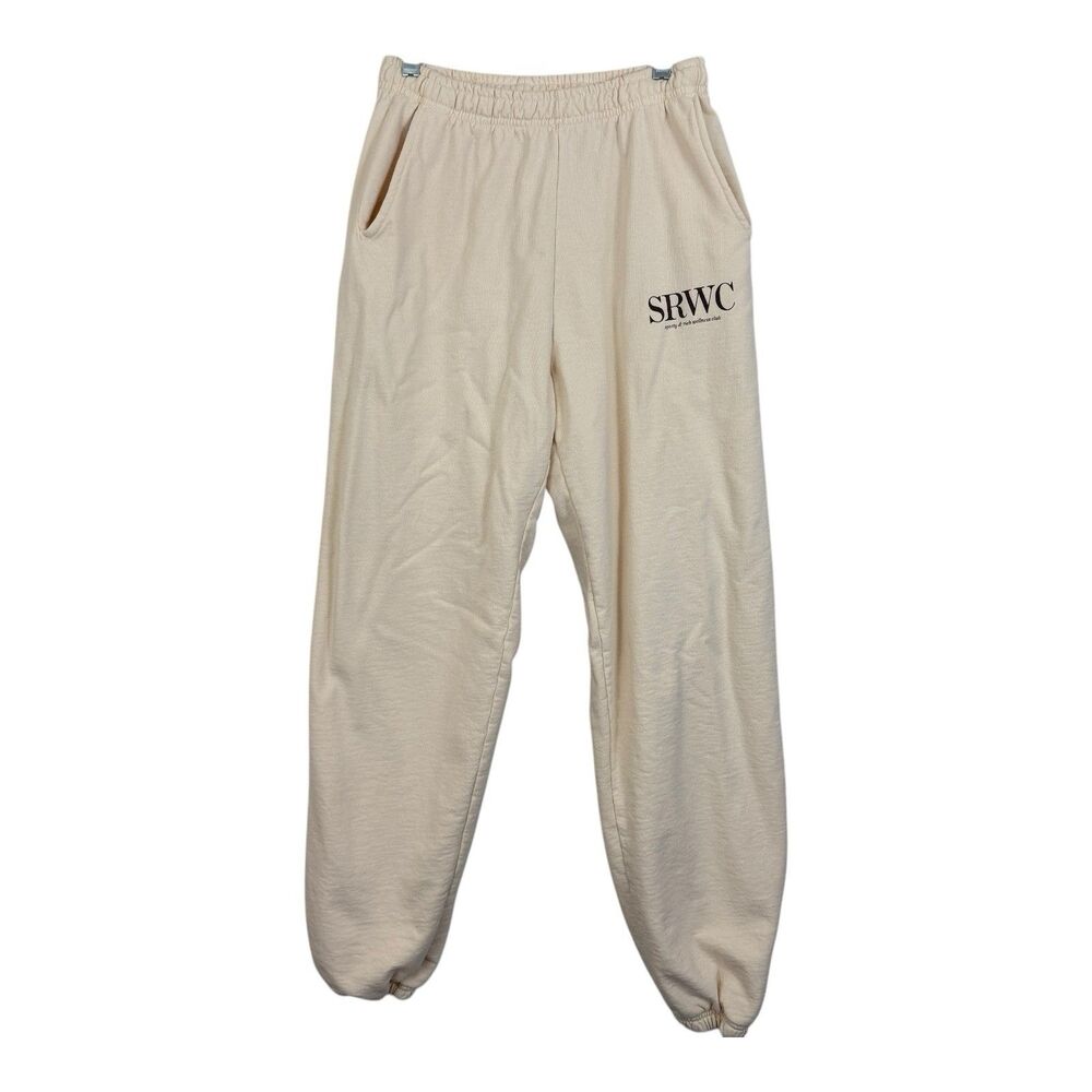 Sporty Rich Wellness Club SRWC Sweatpants Size Small Ivory Brown Made In USA